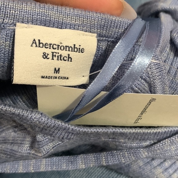 Abercrombie & Fitch Elevated Knit Halter Mini Dress  Blue Pattern M new - Picture 8 of 13